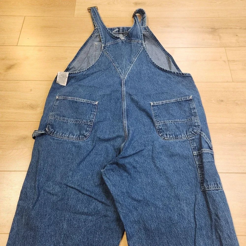 Carhartt Overalls Mens 46x30 Blue Denim Bib Workwear Utility Pockets Carpenter